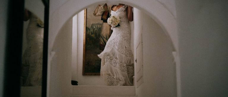 Bride coming down the stairs, Dubrovnik Wedding Film